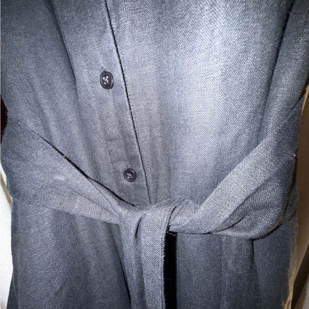 Chico’s Black Linen Midi Dress with Tie Belt - Picture 7 of 7